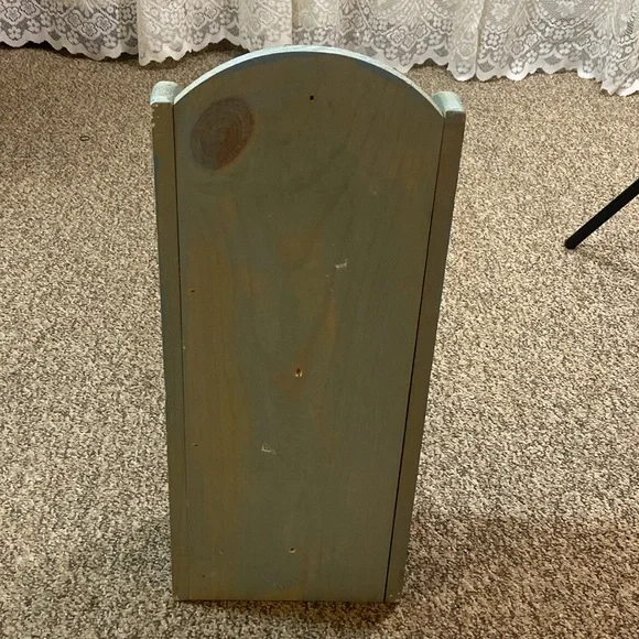 VTG, Blue Birdhouse & Flowers Wall Shelf Decor Handmade Wood And Hand-Painted